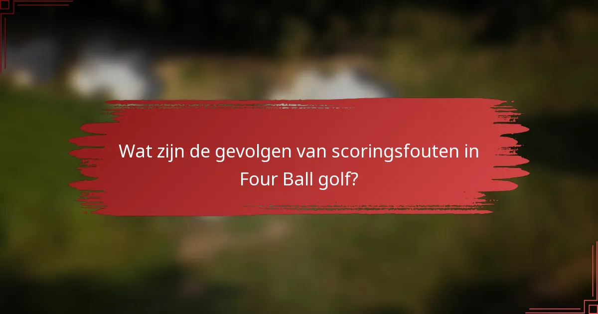 Wat zijn de gevolgen van scoringsfouten in Four Ball golf?