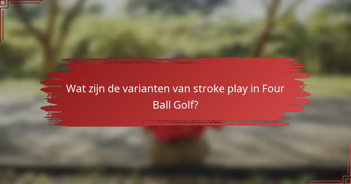 Wat zijn de varianten van stroke play in Four Ball Golf?