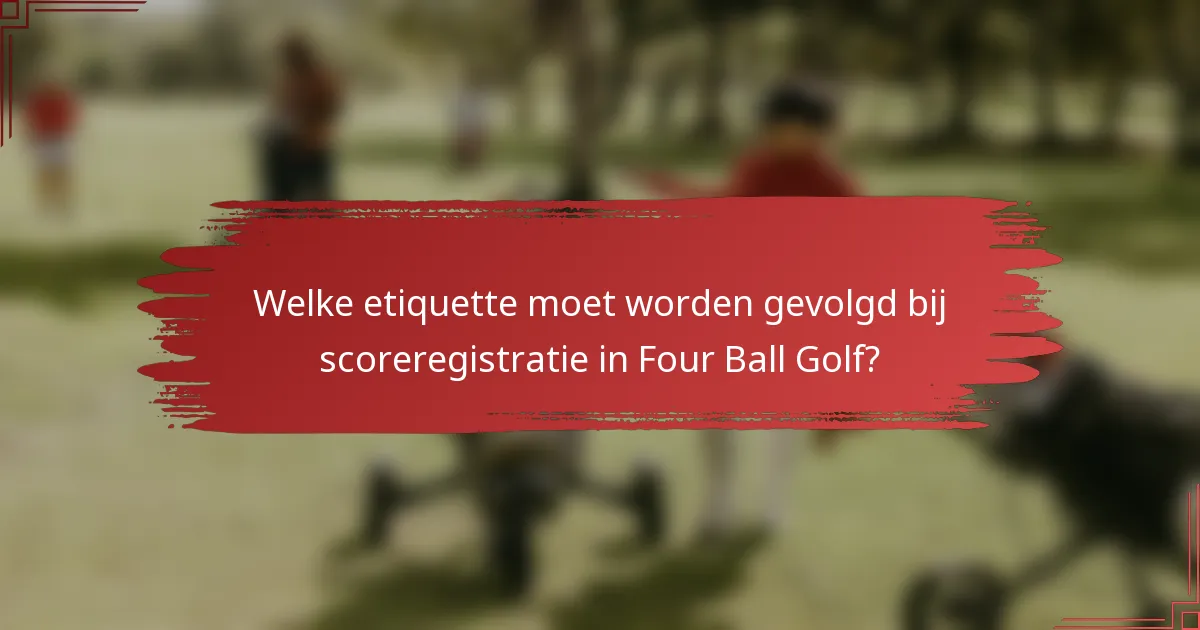 Welke etiquette moet worden gevolgd bij scoreregistratie in Four Ball Golf?